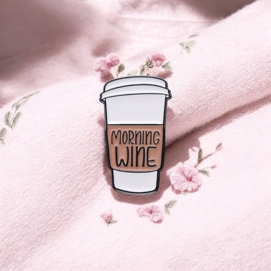 Pin's Broche Email | Thermos de Café | Coffee | Morning Wine | Mignon |Kawaii | Fun | Humour