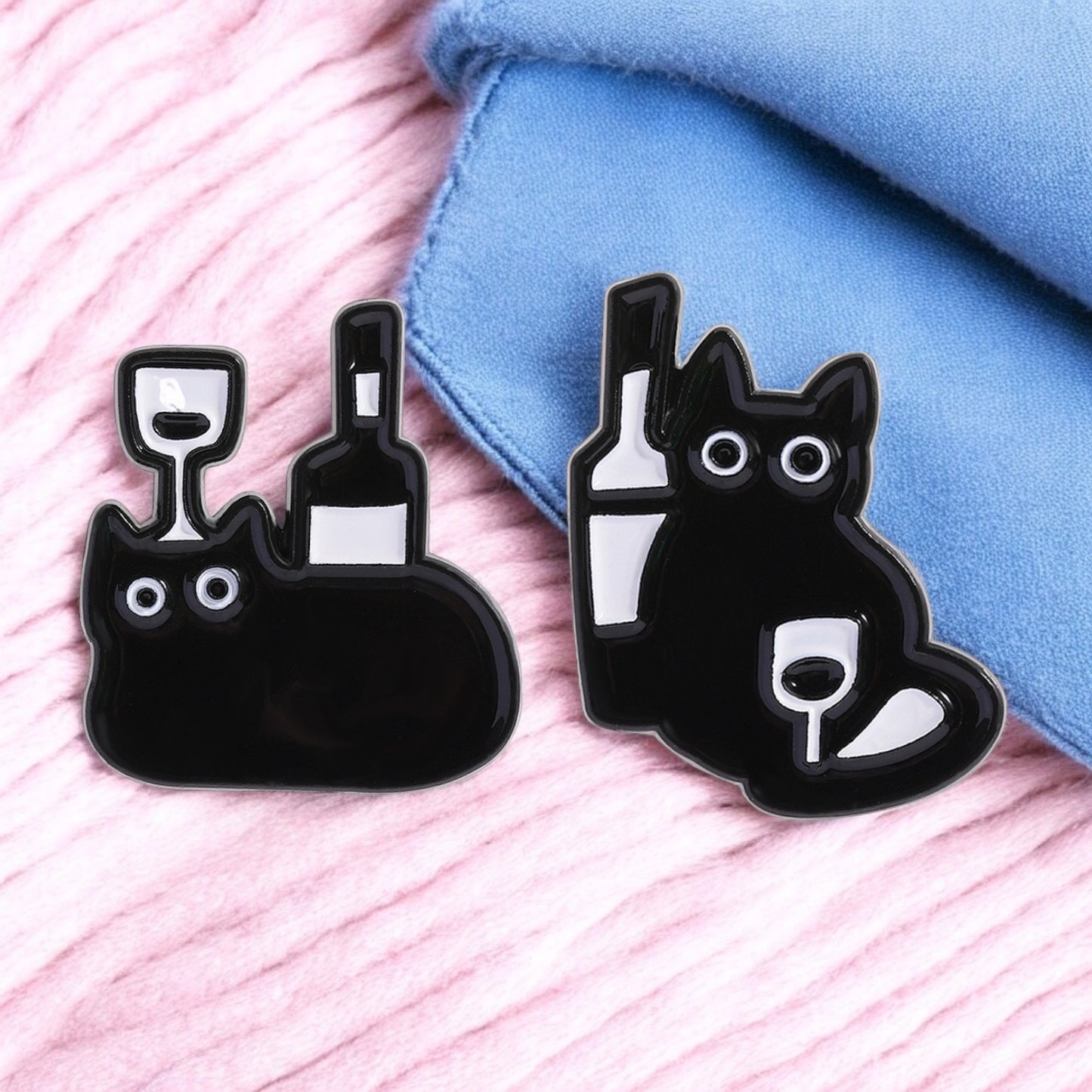 Pin's Broche Email | Chat Verre de Vin | Chat | Cute Mignon | Humour Fun Amoureux de Vin | Kawaii