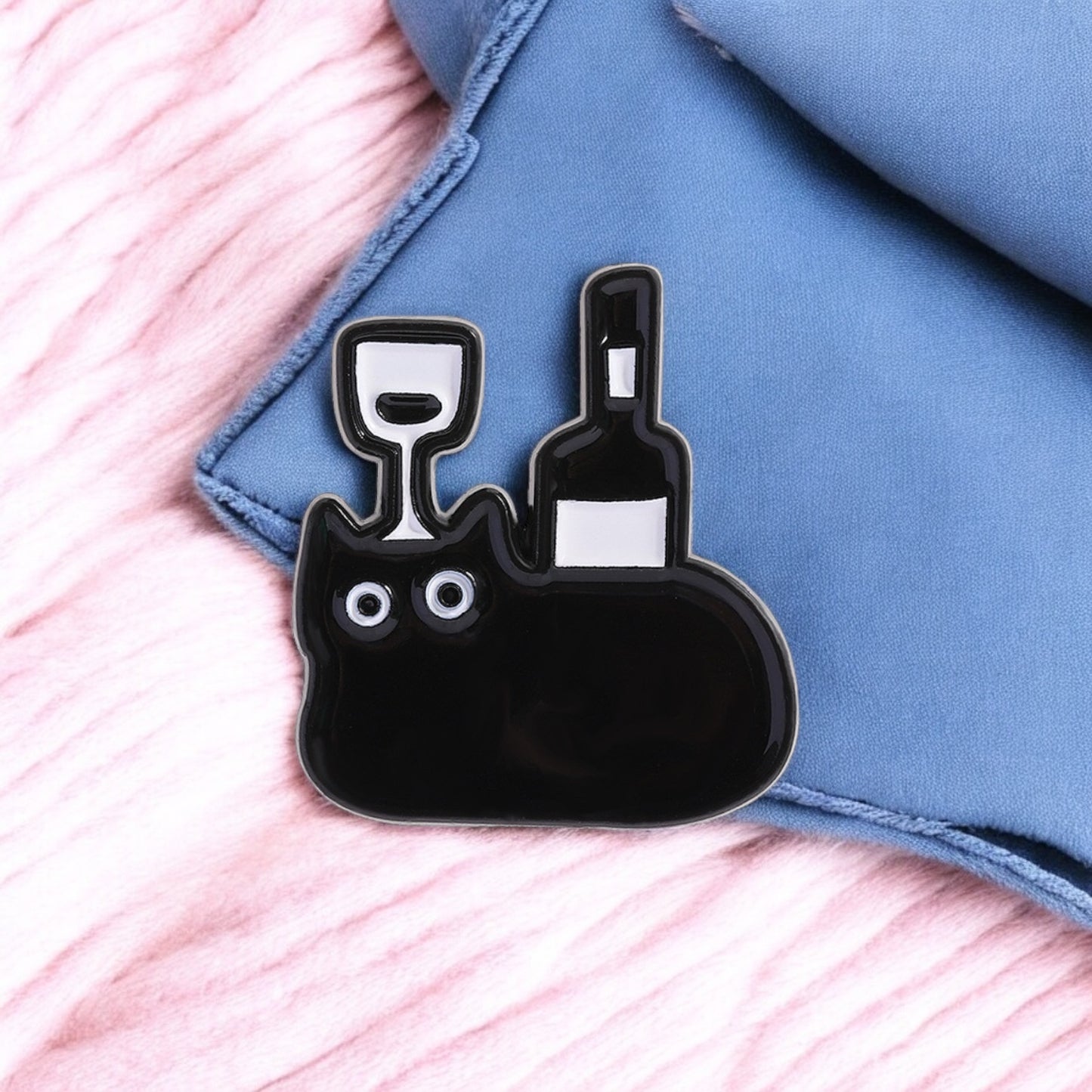 Pin's Broche Email | Chat Verre de Vin | Chat | Cute Mignon | Humour Fun Amoureux de Vin | Kawaii