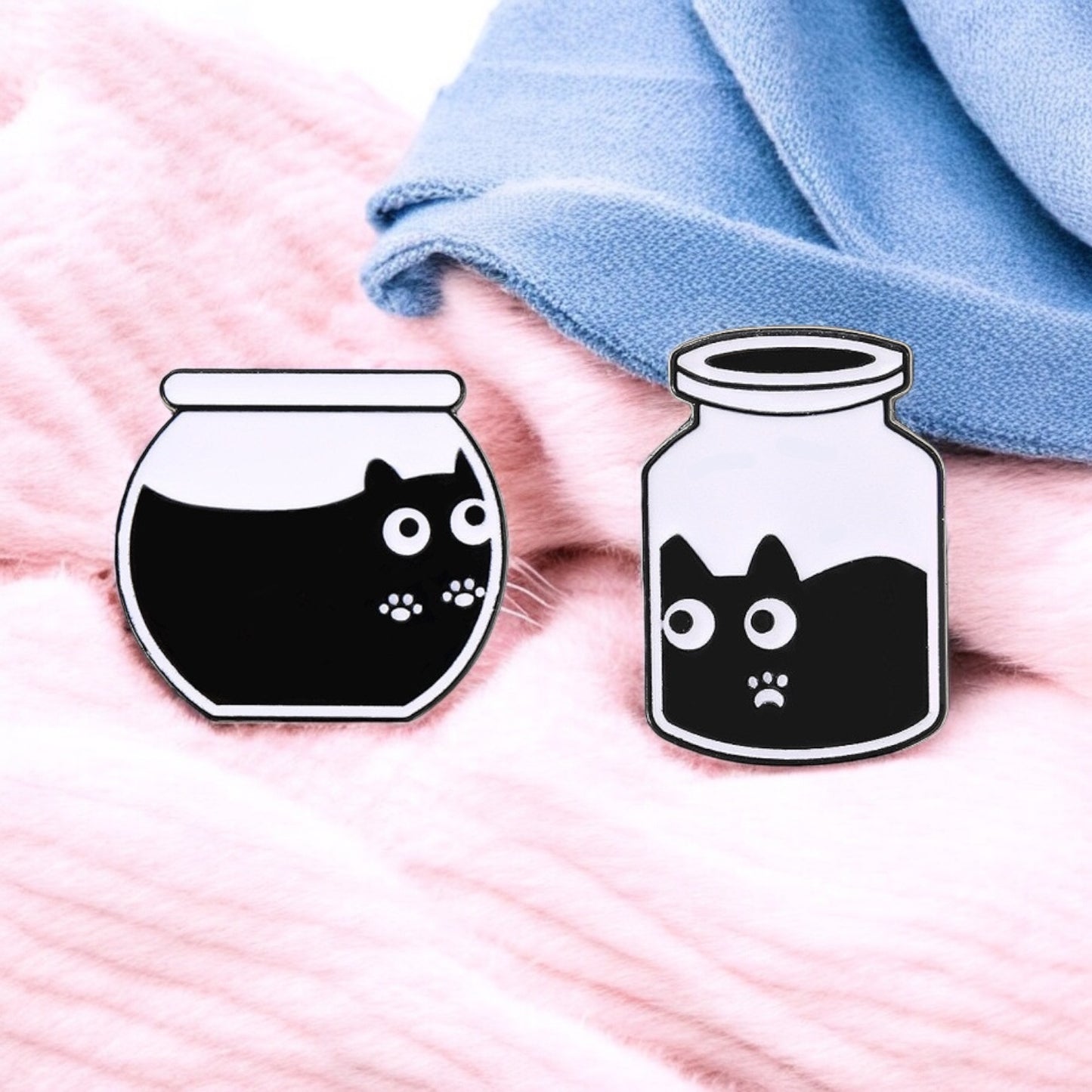 Pin's Broche Email | Chats dans un verre Bocal | Chaton | Kawaii | Fun | Humour