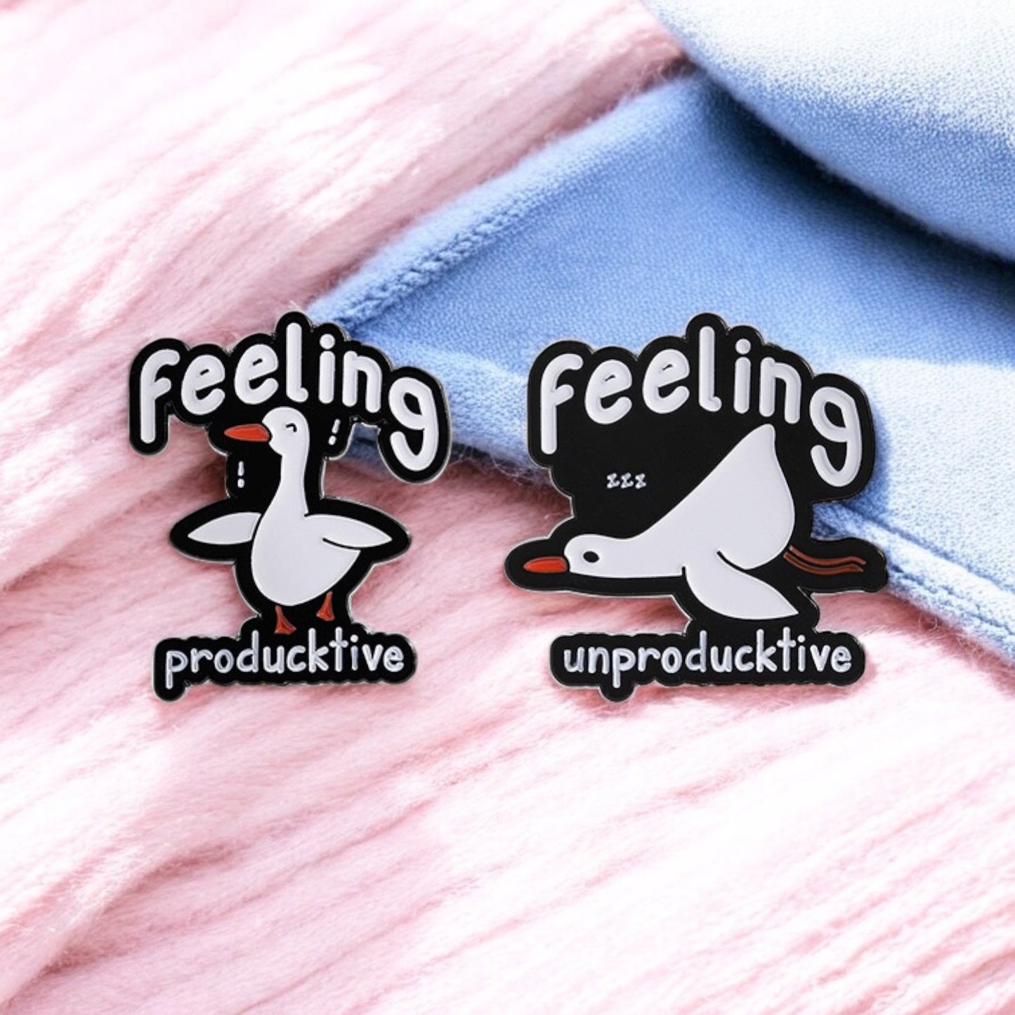 Pin's Broche Email | Canard Productif ou Non | Energie | Humour | Mignon | Fun | Kawaii