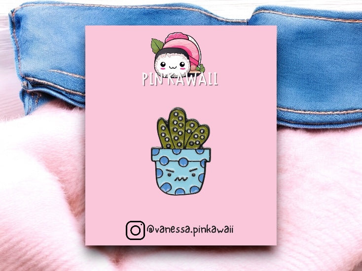 Pin's Broche Email | Mignon Cactus | Kawaii | Fun Humour Pot de Fleur Cactés