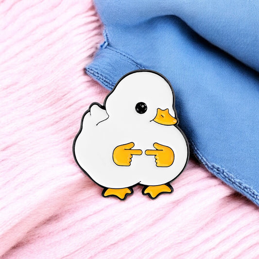 Pin's Broche Email | Canard Doigt qui se touche | Humour | Mignon | Fun | Kawaii