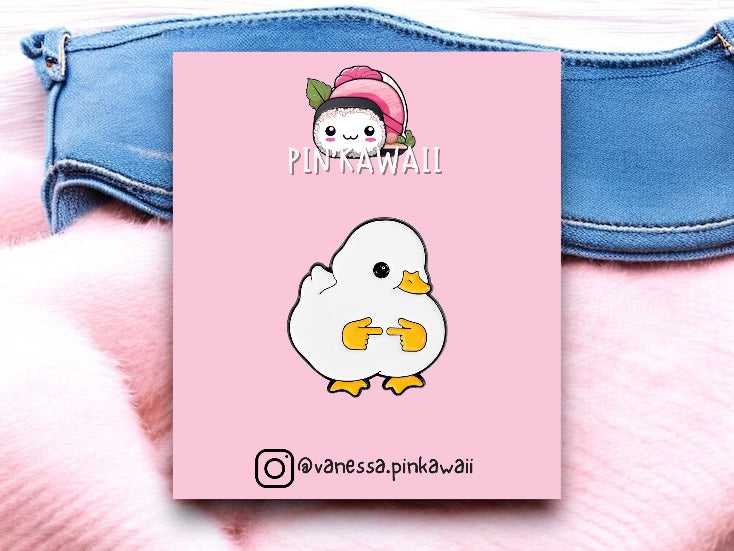 Pin's Broche Email | Canard Doigt qui se touche | Humour | Mignon | Fun | Kawaii