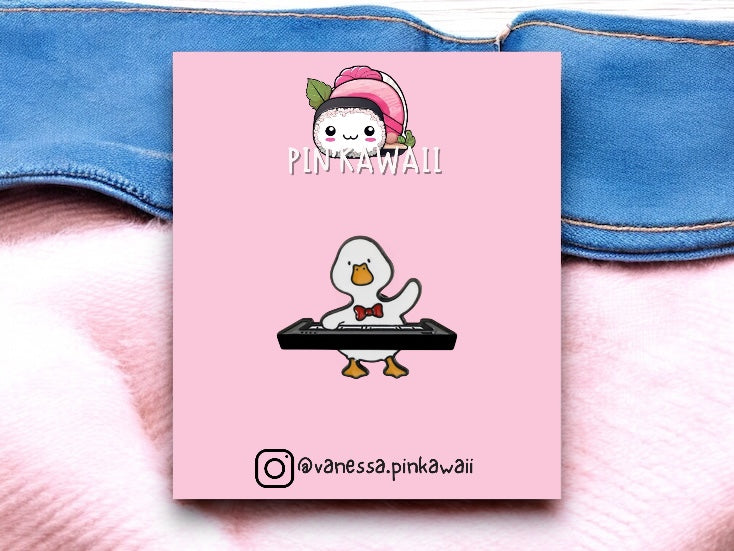 Pin's Broche Email | Canard Musicien | Musique | Kawaii | Fun | Humour