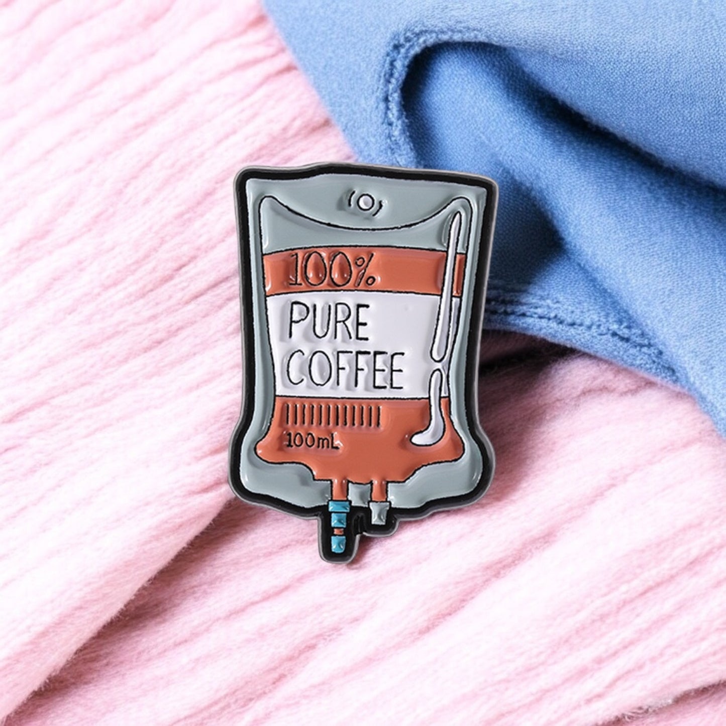 Pin's Broche Email | Perfusion de Café | Coffee | 100% Café | Mignon |Kawaii | Fun | Humour