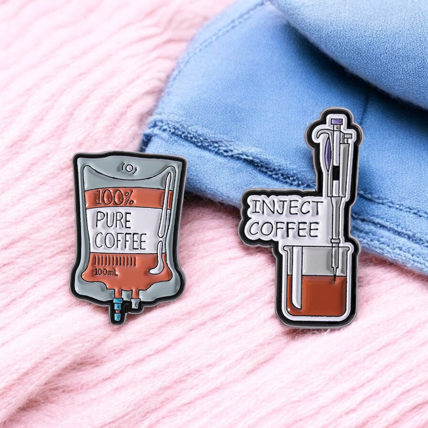 Pin's Broche Email | Perfusion de Café | Coffee | 100% Café | Mignon |Kawaii | Fun | Humour