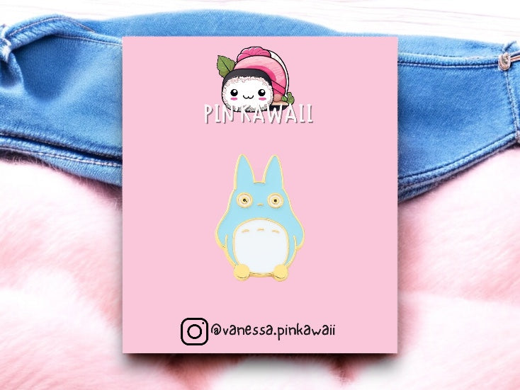 Lot de 2 Pin's Broche Email | Mignon Chat Lapin Kawaii Bleu et Blanc | Humour | Kawaii Mignon