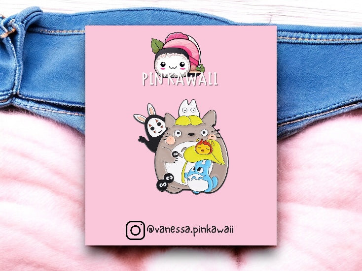 Pin's Broche Email | Chat Lapin Gris | Totoro | Kawaii Mignon
