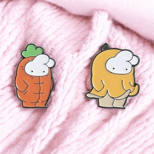 Pin's Broche Email | Lapin Carotte ou Banane | Mignon | Kawaii | Fun | Humour