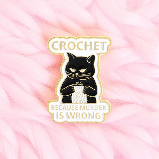 Pin's Broche Email | Chat Crochet | Because Murder is Wrong | Humour | Kawaii | Mignon