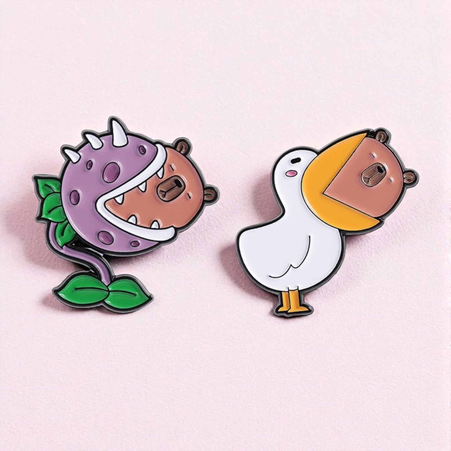 Pin's Broche Email | Cappy Plante Carnivore ou Mouette | Kawaii Mignon | Fun | Humour