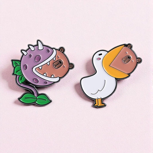Pin's Broche Email | Cappy Plante Carnivore ou Mouette | Kawaii Mignon | Fun | Humour