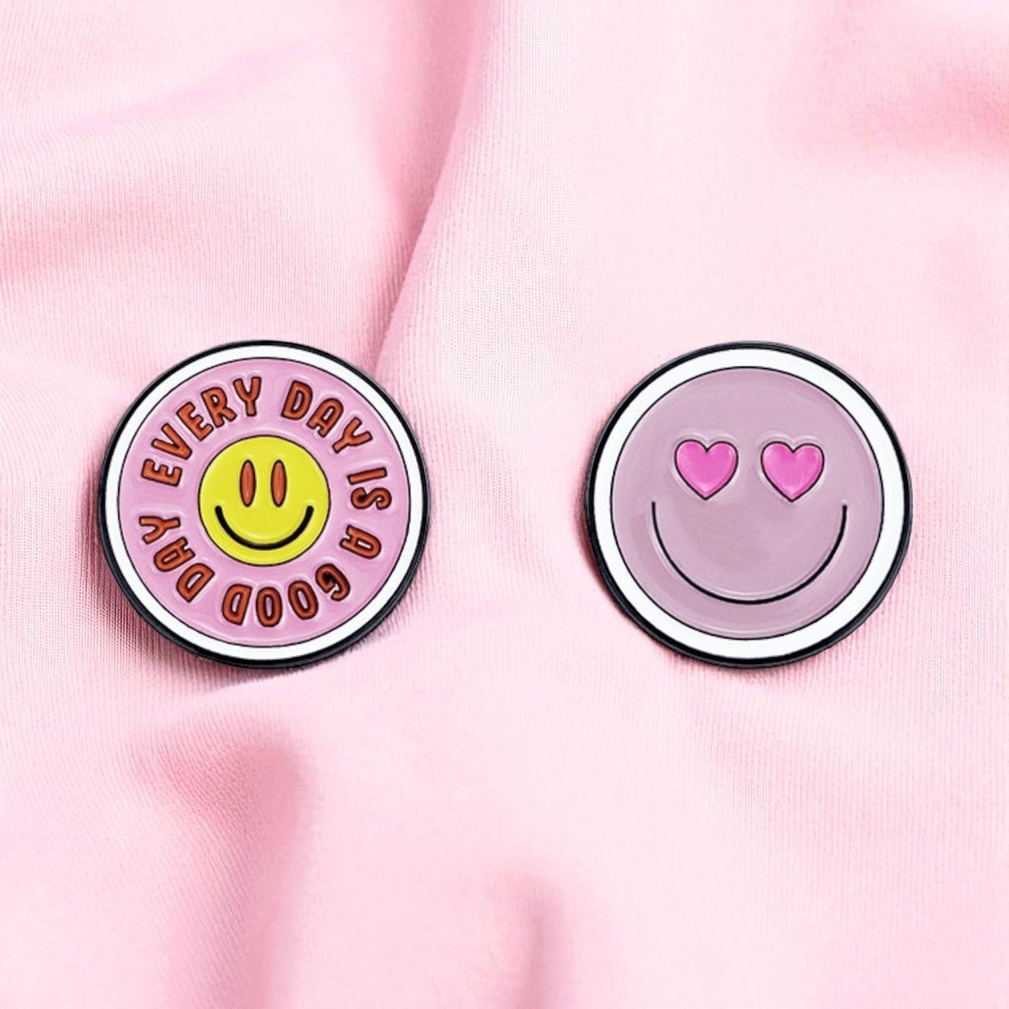 Pin's Broche Email | Rond Rose Smiley | Kawaii | Fun | Humour