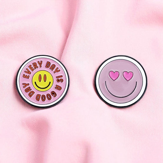 Pin's Broche Email | Rond Rose Smiley | Kawaii | Fun | Humour