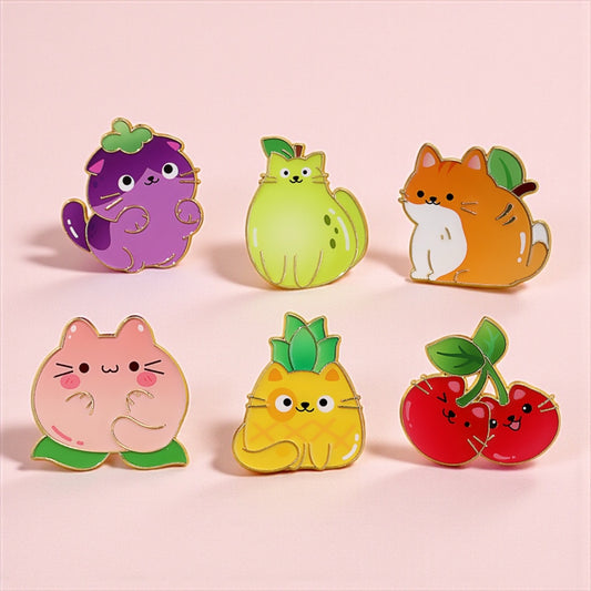 Pin's Broche Email | Chat Fruits | Orange, Poire et Pomme | Kawaii | Fun | Humour