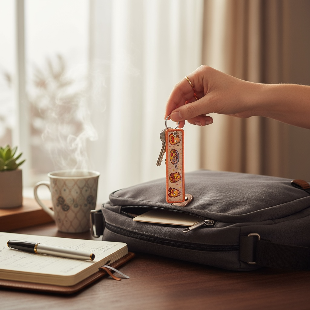 Porte Clés Tissu Brodé | Petit Feu | Mignon | Bande Dessinée | Kawaii