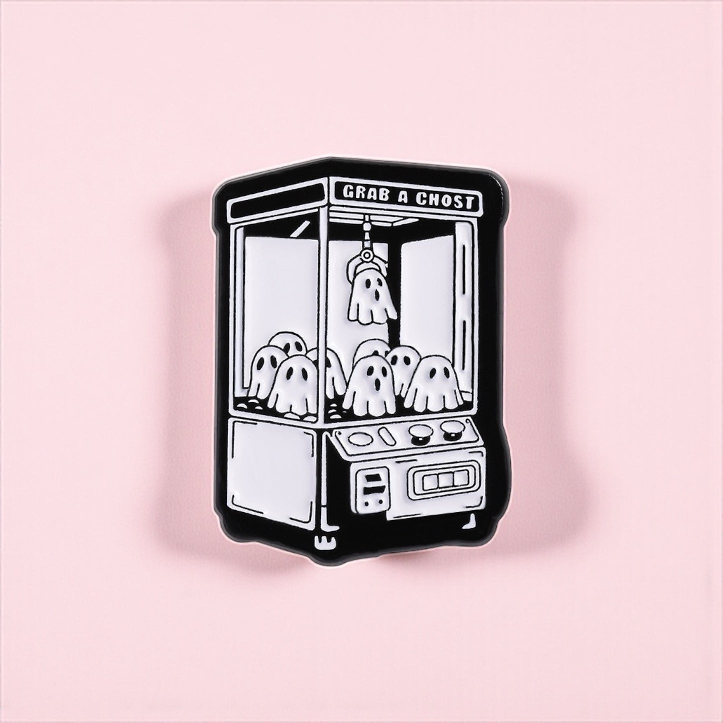Pin's Broche Email | Fantôme Grapin Machine | Fantôme | Cute Mignon | Humour Fun Halloween Horreur | Kawaii