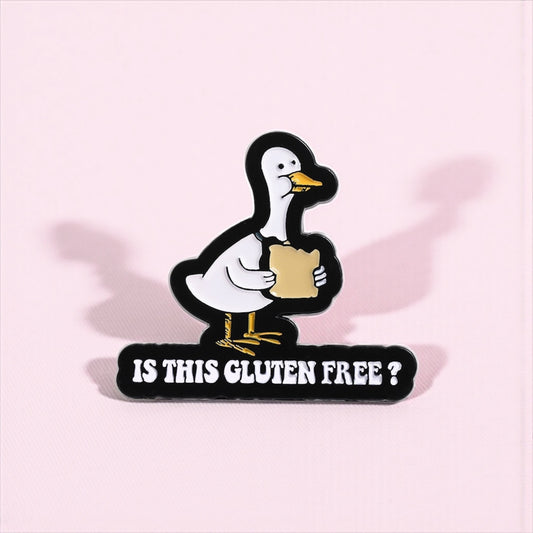 Pin's Broche Email | Canard Tartine Sans Gluten | Mignon | Kawaii | Fun | Humour