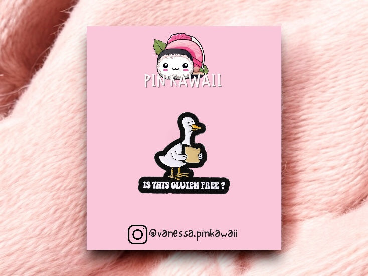 Pin's Broche Email | Canard Tartine Sans Gluten | Mignon | Kawaii | Fun | Humour