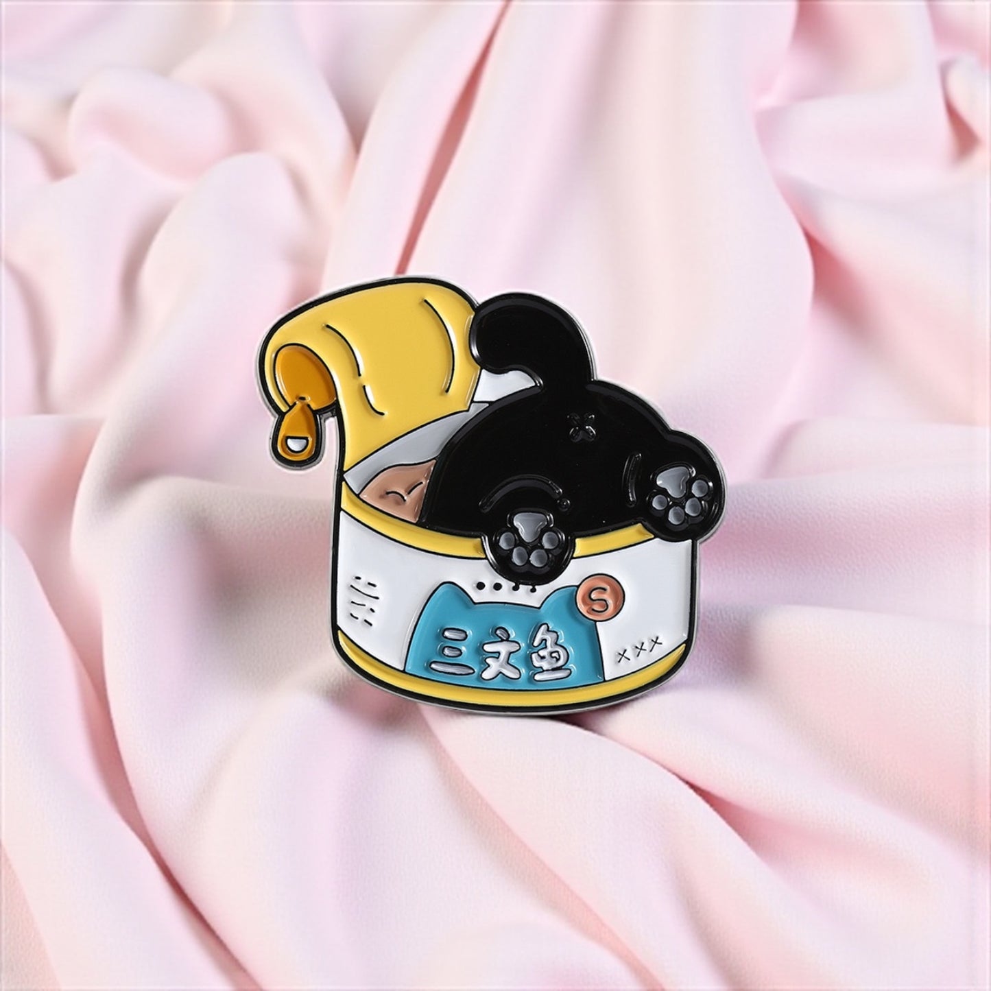 Pin's Broche Email |  Chat Boite de conserve | Amoureux des Chats | Humour Dessin Animé | Kawaii | Fun