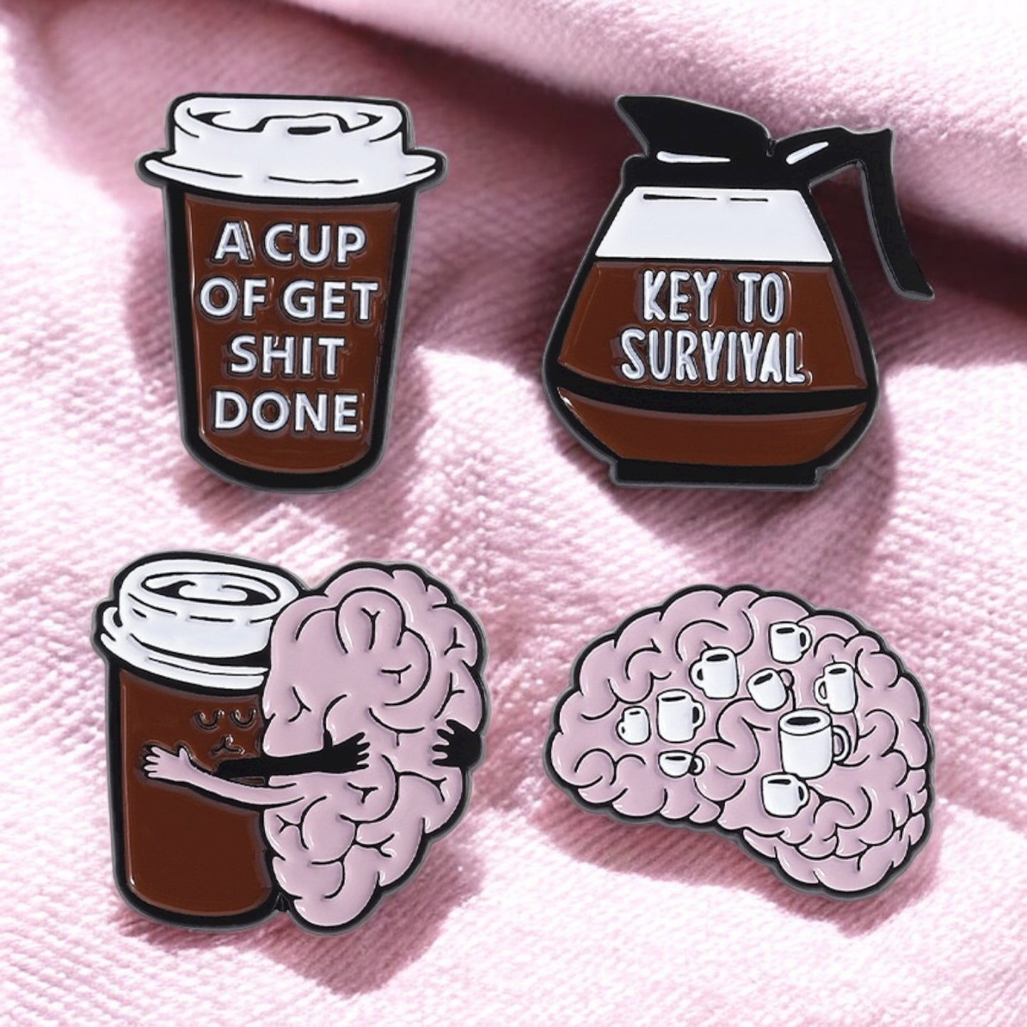 Pin's Broche Email | Amoureux de Café | Coffee | 100% Café | Mignon |Kawaii | Fun | Humour