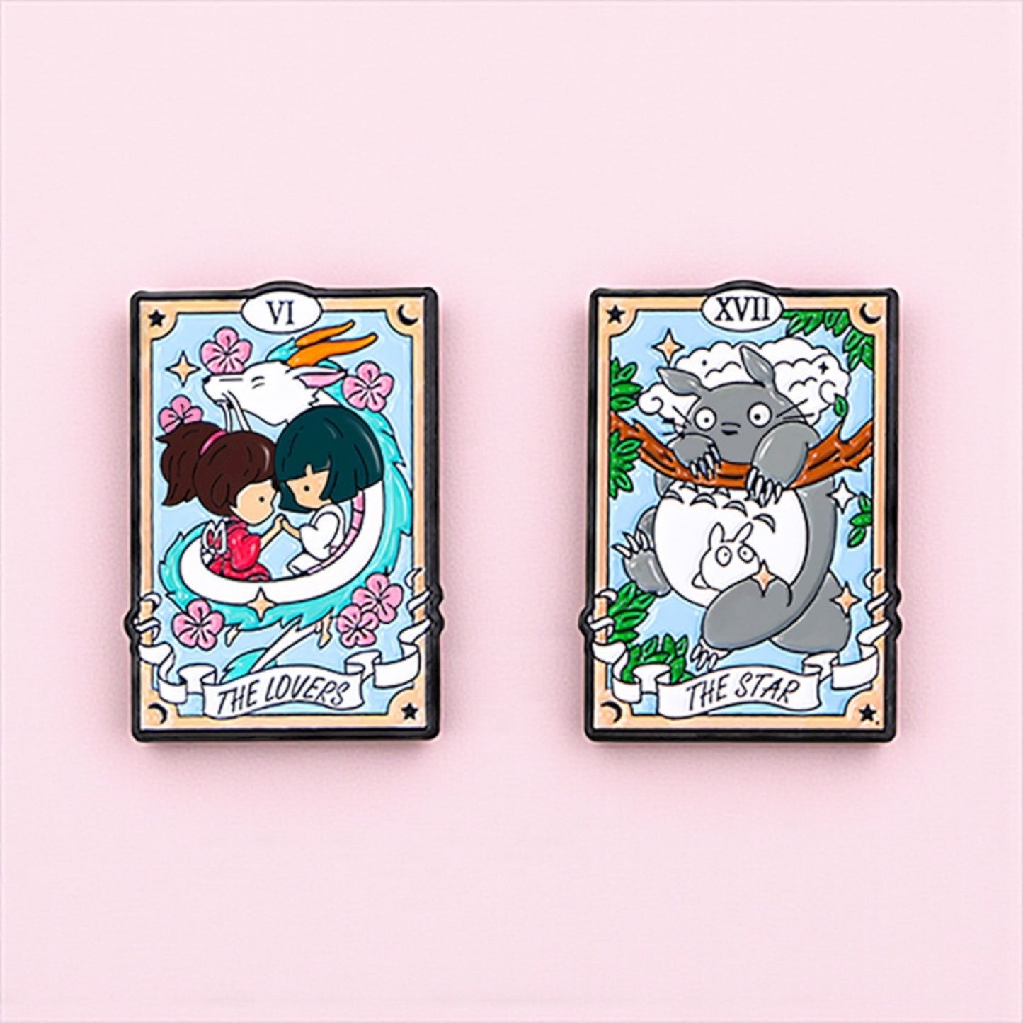Pin's Broche Email | Chat Lapin Totoro ou Dragon Carte Tarot | Kawaii | Mignon