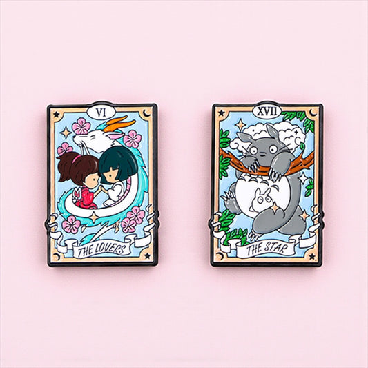 Pin's Broche Email | Chat Lapin Totoro ou Dragon Carte Tarot | Kawaii | Mignon