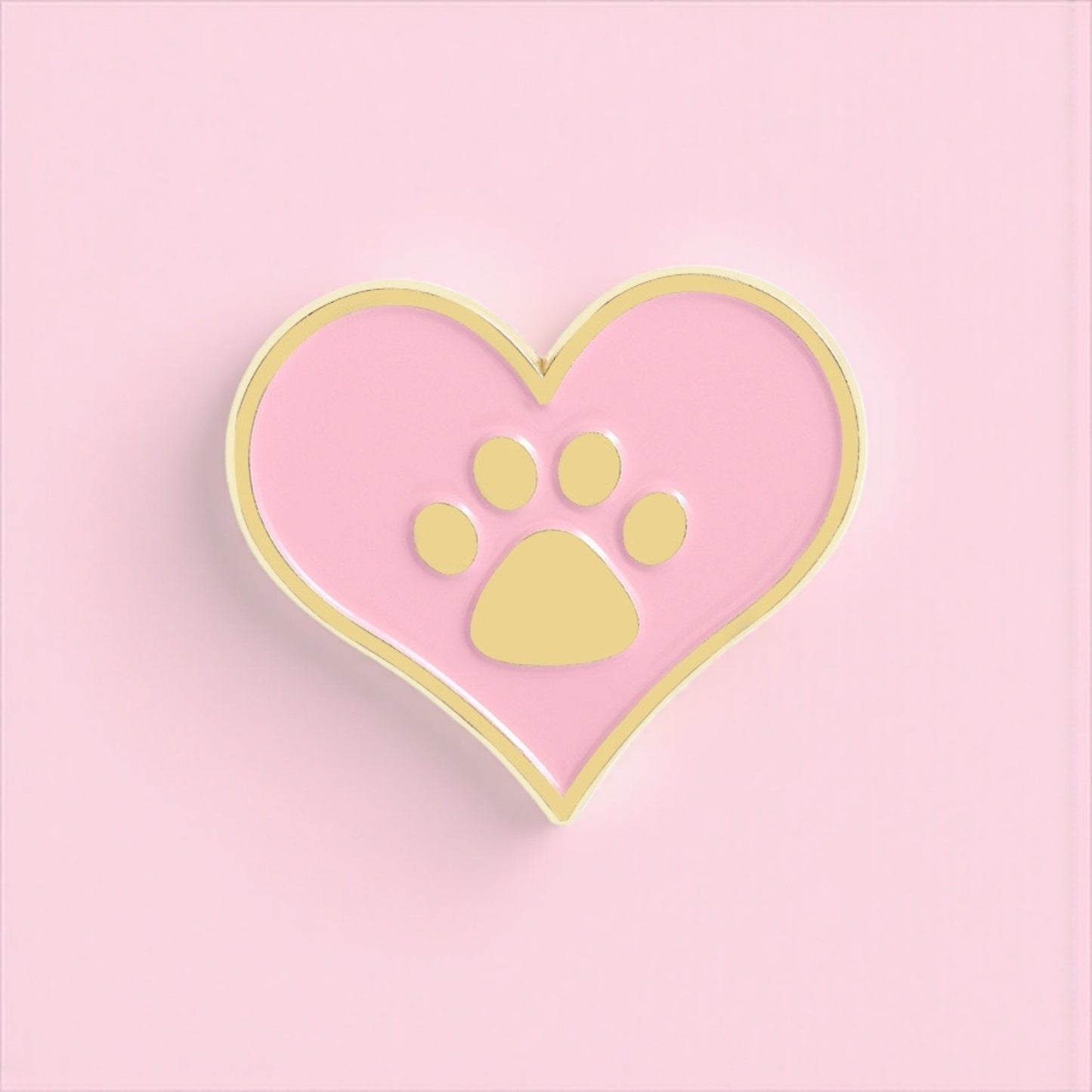 Pin's Broche Email | Coeur Rose | Pate de Chien ou Chat | Animaux de compagnie | Kawaii