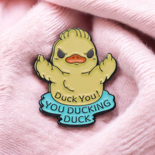 Pin's Broche Email | Poussin Doigt Honneur | Duck You | Humour | Kawaii | Mignon