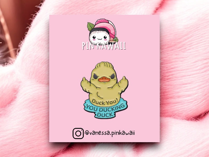 Pin's Broche Email | Poussin Doigt Honneur | Duck You | Humour | Kawaii | Mignon