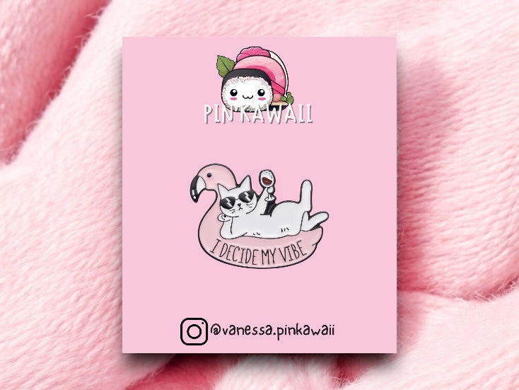 Pin's Broche Email | Chat | Humour I Decide my Vibe | Kawaii | Mignon Amoureux des Chats