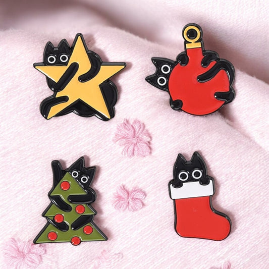 Pin's Broche Email | Noël | Kawaii Mignon Chat | Fun | Humour Décoration Noël Fête fin Année