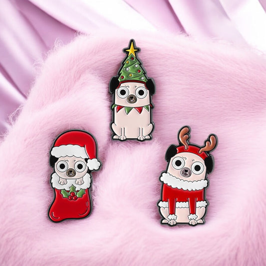 Pin's Broche Email | Noël | Kawaii Mignon Chien | Fun | Humour Décoration Noël Fête fin Année