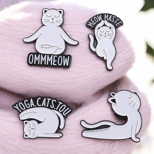 Pin's Broche Email |  Chat Yoga | Amoureux des Chats | Humour Dessin Animé | Kawaii | Fun