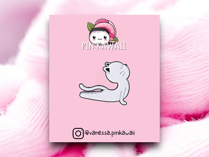 Pin's Broche Email |  Chat Yoga | Amoureux des Chats | Humour Dessin Animé | Kawaii | Fun