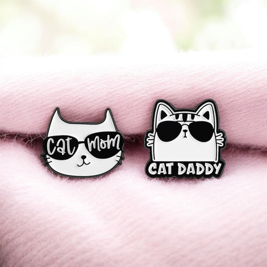 Pin's Broche Email | Cat Mom ou Cat Daddy | Amoureux Chat | Kawaii | Fun | Mignon