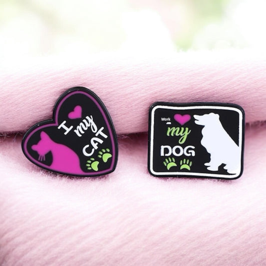 Pin's Broche Email | Love my Dog Cat | Amoureux Chat Chien | Kawaii | Fun | Mignon