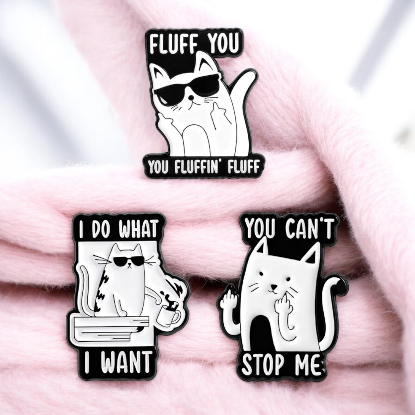 Pin's Broche Email | Animaux Doigt d'honneur Chat | Fuck | Humour | Kawaii | Mignon