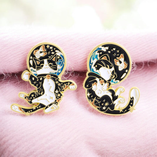 Pin's Broche Email | Chat Astronautes | Kawaii | Humour Fun Amoureux des Chats Dessin Animé