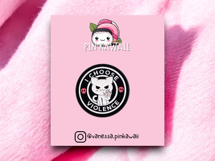 Pin's Broche Email | Chat Giffes | Chat Choose Violence Cute Mignon | Humour Fun | Kawaii