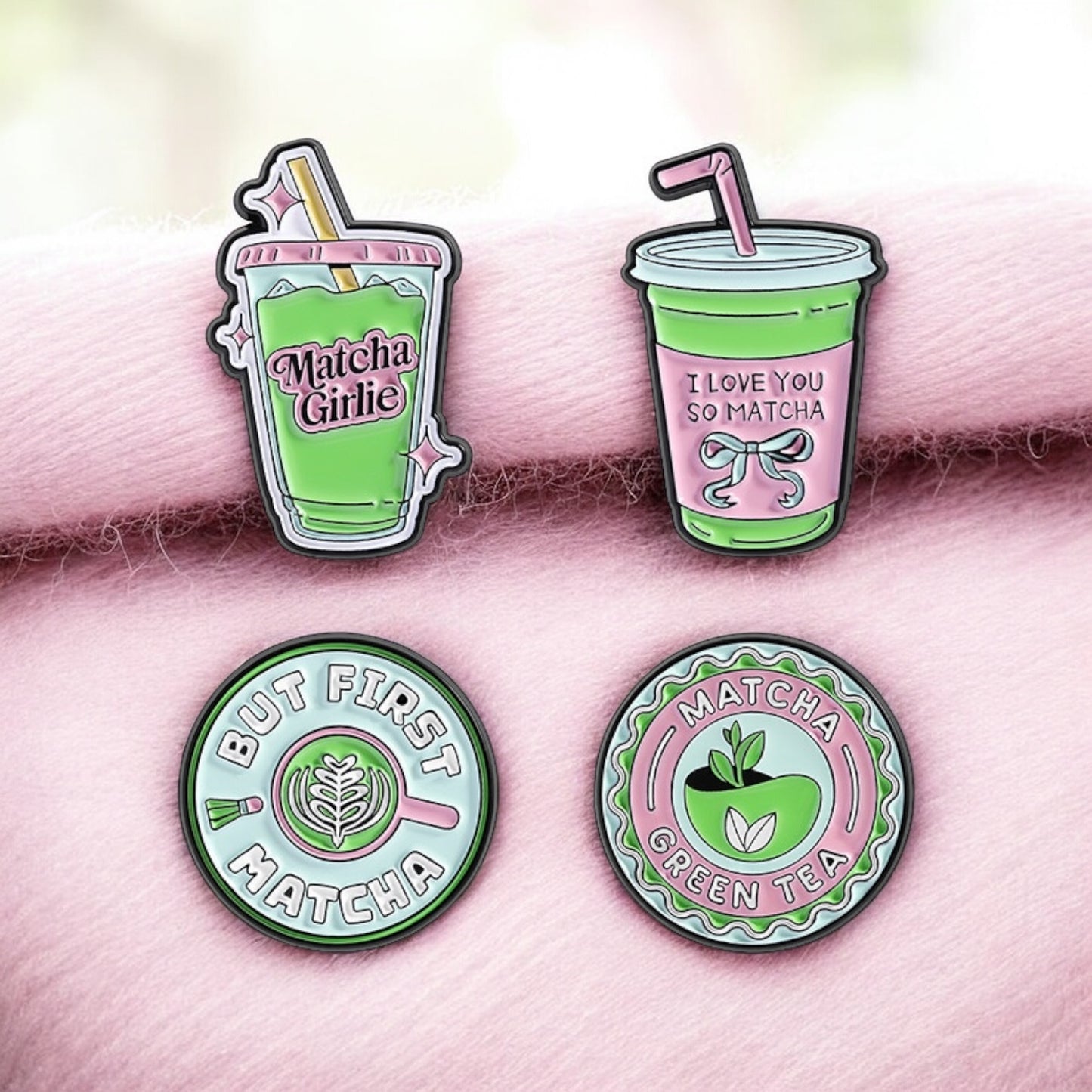 Pin's Broche Email | Lait Vert Matcha | Boisson Sucrée | Lait | Mignon Vert | Kawaii