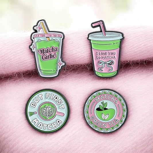 Pin's Broche Email | Lait Vert Matcha | Boisson Sucrée | Lait | Mignon Vert | Kawaii