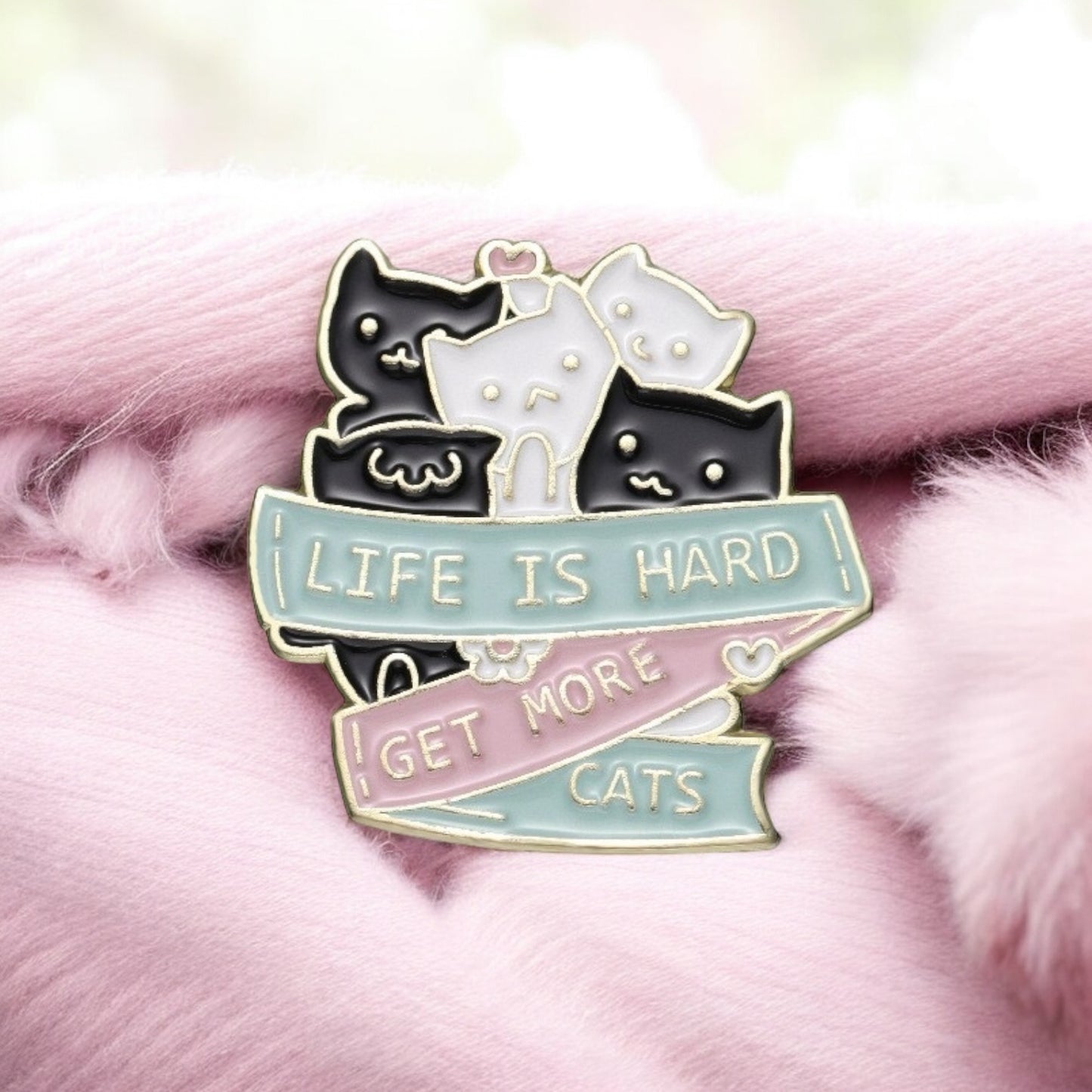 Pin's Broche Email | Bande dessinée Chat Humour | Rose Girly Féminin | Amoureux des Chats | Kawaii | Mignon