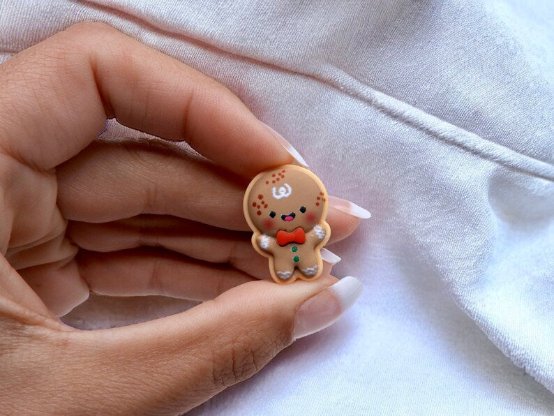 Pin's Broche | Bonhomme en pain d'épice | Biscuit | Noël | Kawaii