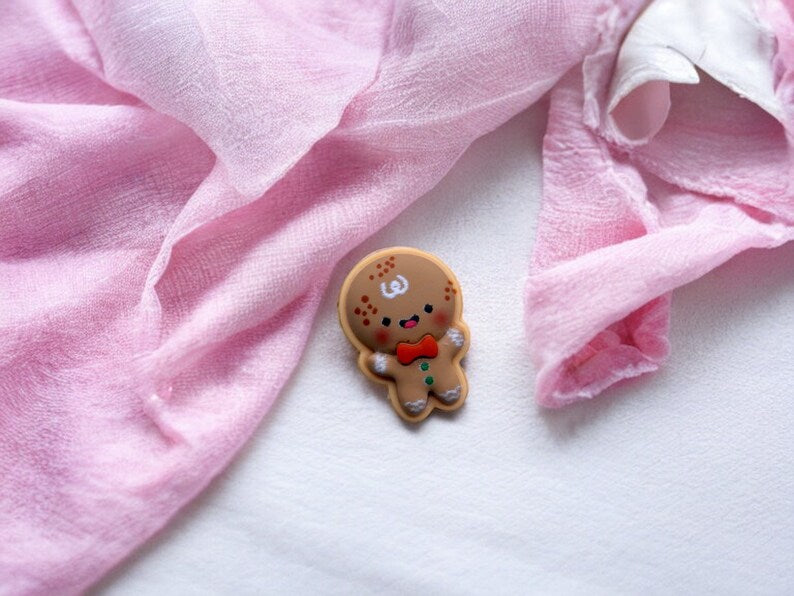 Pin's Broche | Bonhomme en pain d'épice | Biscuit | Noël | Kawaii