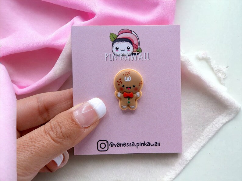 Pin's Broche | Bonhomme en pain d'épice | Biscuit | Noël | Kawaii