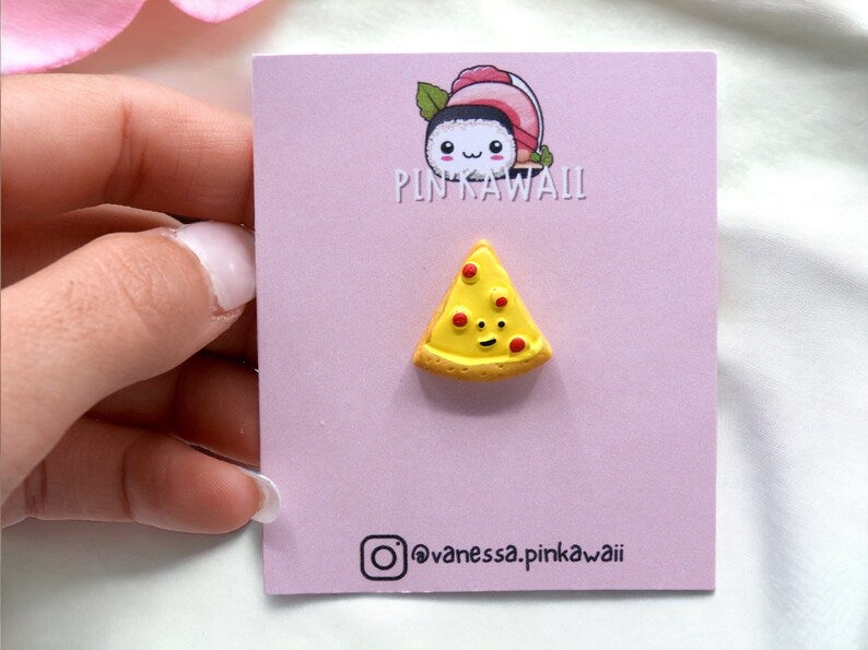 Pin's Brooch | Resin Pepperoni Pizza | Slice of Pizza | Cute Humor | Kawaii