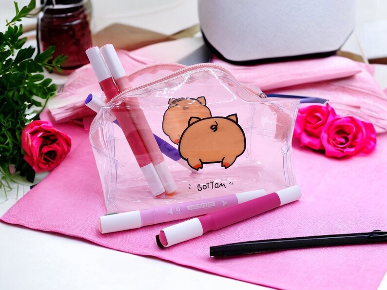 Pochette Rangement Trousse | Trousse de Maquillage | Mignon Cul Fesses Cochon | Kawaii Mignon Humour