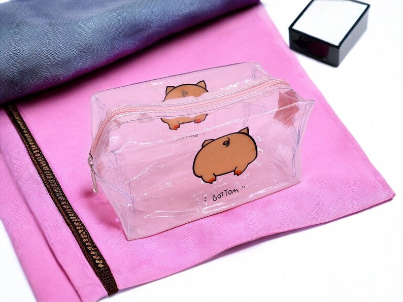 Pochette Rangement Trousse | Trousse de Maquillage | Mignon Cul Fesses Cochon | Kawaii Mignon Humour